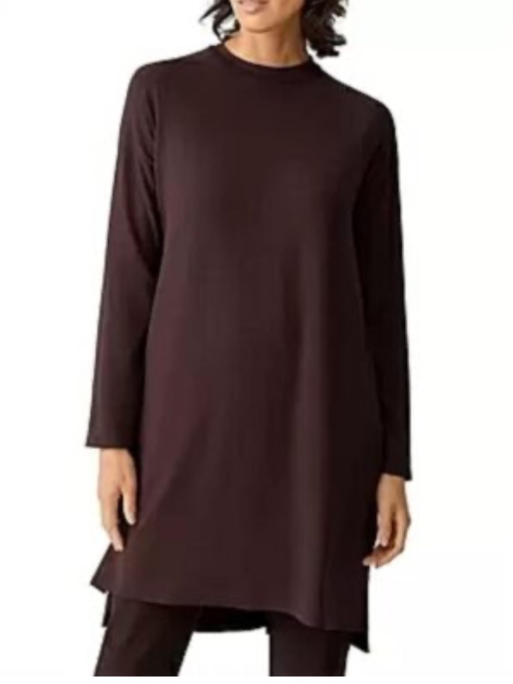 Eileen Fisher Long Sleeve Tunic Dress in Deep Plum size SP